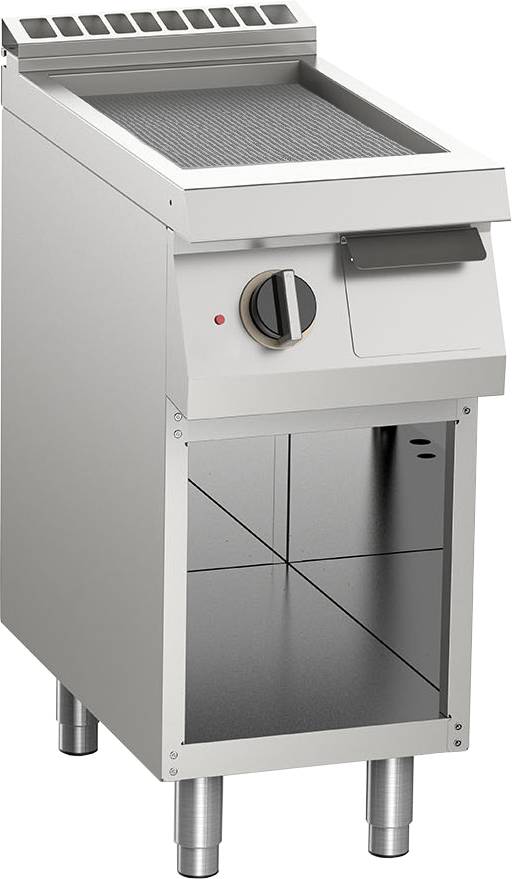 KBS Elektro-Grillplatte gerillt aus Edelstahl 5,4kW mit 1 Heizzone offener Unterbau