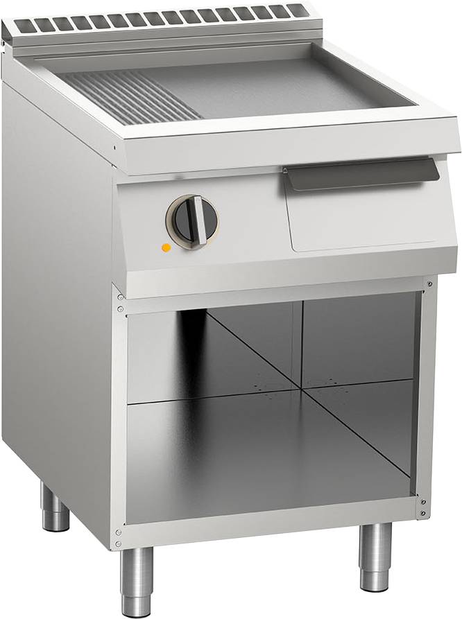 KBS Elektro-Grillplatte geteilt aus Edelstahl 7,5kW mit 2 Heizzonen offener Unterbau