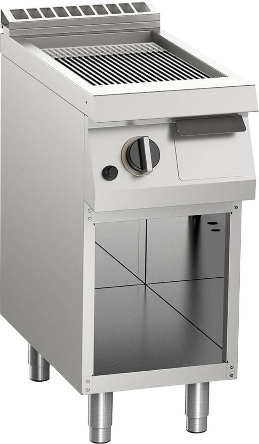 KBS Gas-Grillplatte gerillt verchromt 7kW mit 1 Heizzone offener Unterbau