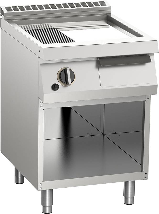 KBS Gas-Grillplatte geteilt verchromt 7,5kW mit 2 Heizzonen offener Unterbau