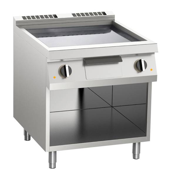 KBS Gas-Grillplatte glatt verchromt 14kW mit 2 Heizzonen offener Unterbau
