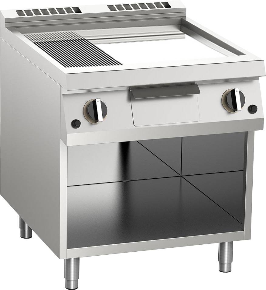 [10422423] KBS Gas-Grillplatte geteilt verchromt 14kW mit 2 Heizzonen offener Unterbau