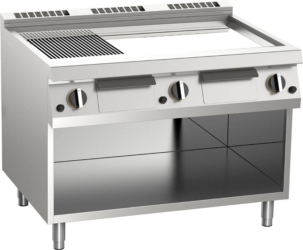 [10422427] KBS Gas-Grillplatte geteilt verchromt 21kW mit 3 Heizzonen offener Unterbau