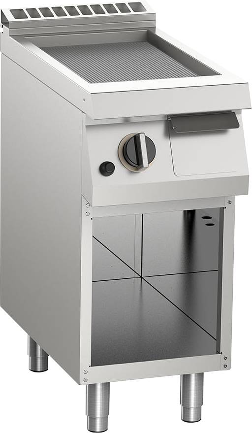 KBS Gas-Grillplatte gerillt aus Edelstahl 6 kW mit 1 Heizzone offener Unterbau