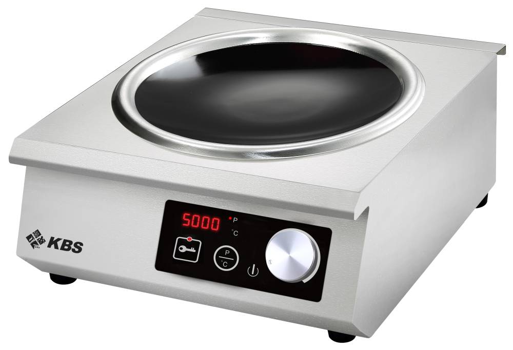 [10911014] KBS Profi-Induktionswok Edelstahlgehäuse 5 kW Schott-Ceran ® Glaskeramik-Kochfläche