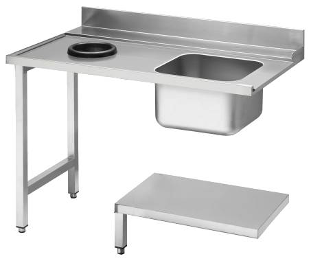 [20390111] KBS Zulauftisch Becken rechts, mit Abfallloch Breite 120cm und Grundboden