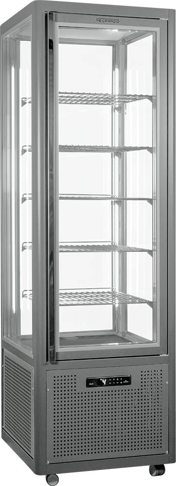 KBS Panoramavitrine Snelle 360 Q LED (lichtgrau) 5 Glasablagen