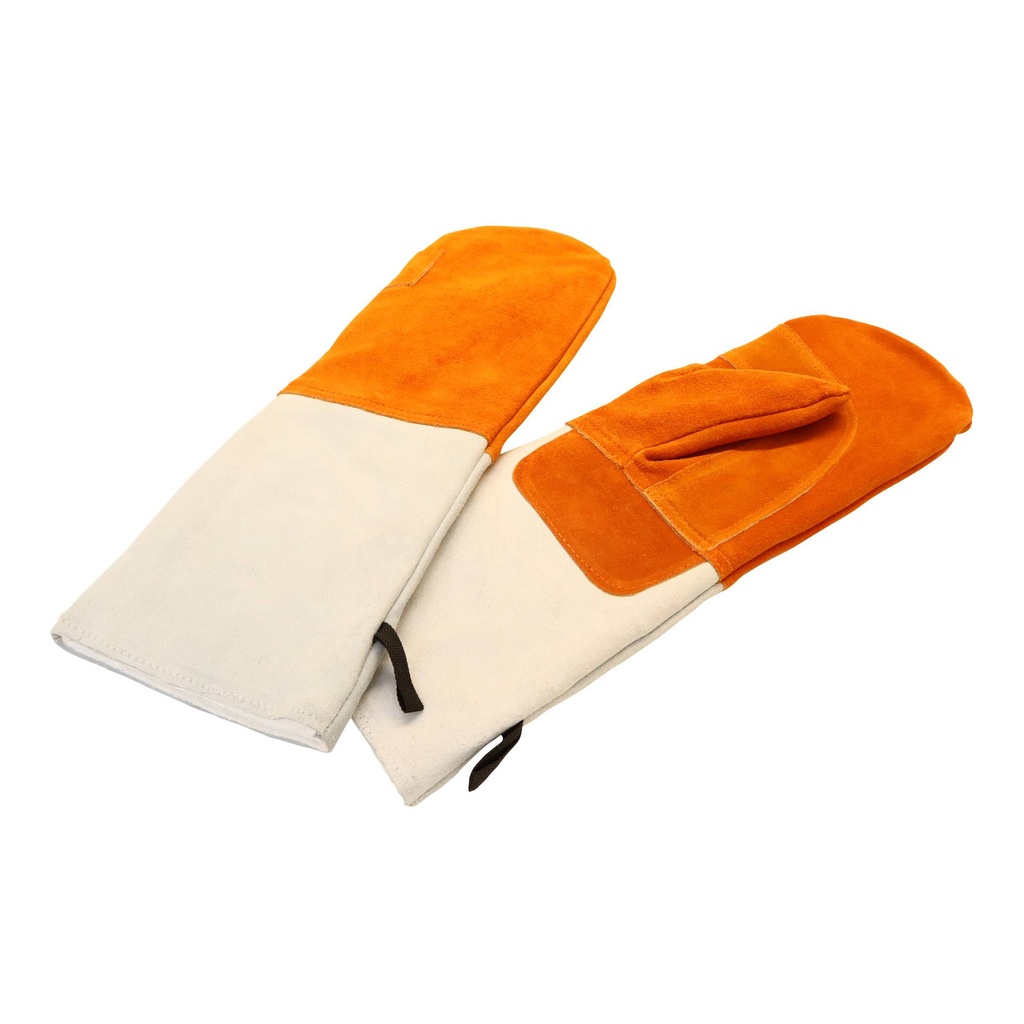 [310090] Leder Backhandschuhe gefüttert, 400 x 140 mm, orange
