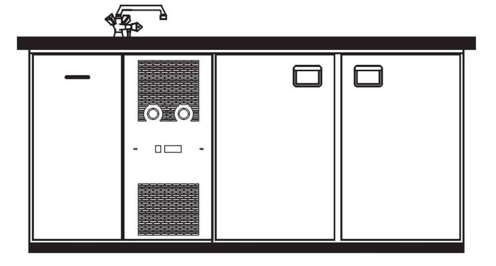 KBS Getränketheke Bergamo mit 2 Becken links