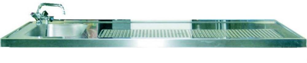 KBS Schanktischabdeckung 2500x750mm mit Wulstrand 2 Becken links