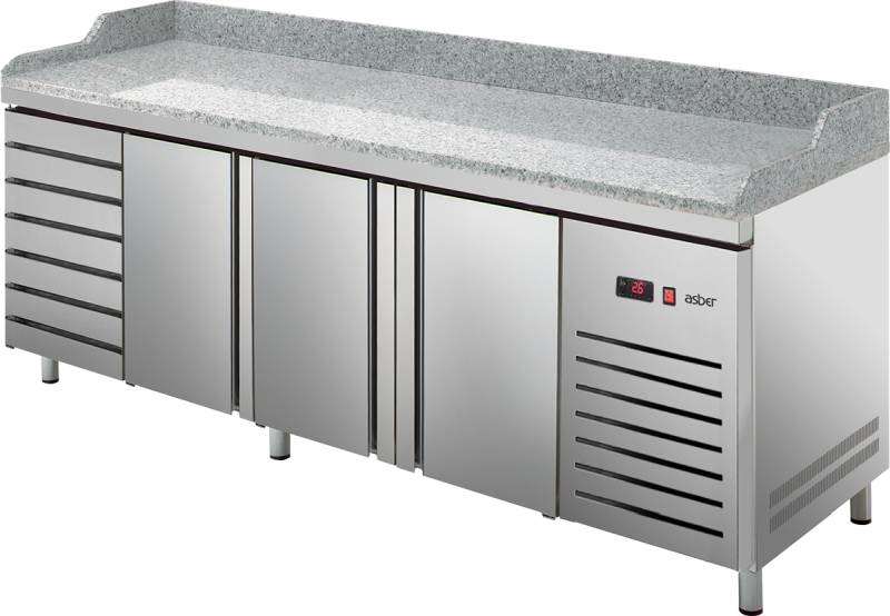KBS Pizzakühltisch Pizza PKT 3007 3 Türen und 7 Teigschubladen