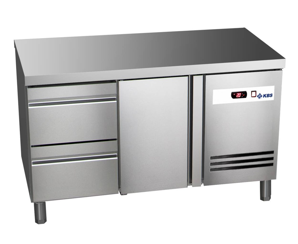 [60222024] KBS Kühltisch Ready KT2102 mit Arbeitsplatte 1 Tür 2 halbe Schubladen