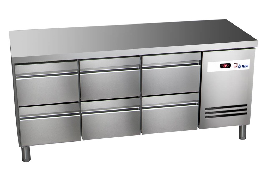 [60222028] KBS Kühltisch Ready KT3106 mit Arbeitsplatte 6 halbe Schubladen