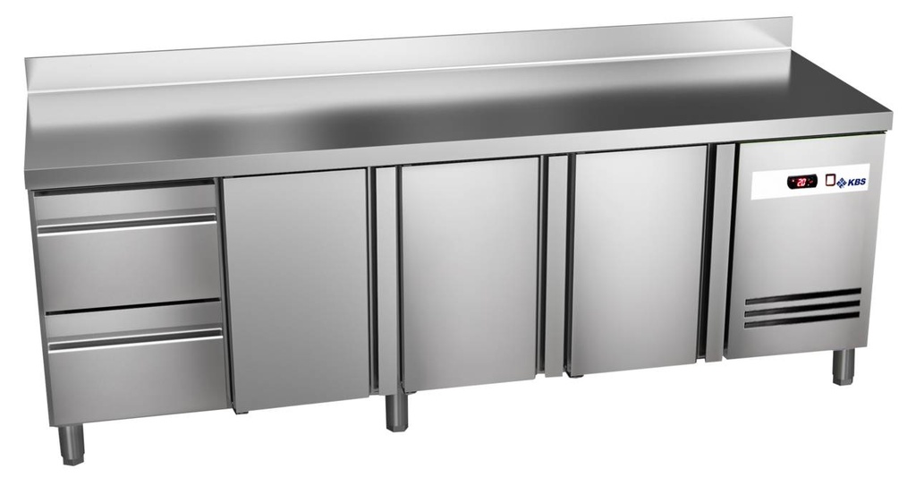 [60222048] KBS Kühltisch Ready KT4602 mit Arbeitsplatte 3 Türen, 2 halbe Schubladen