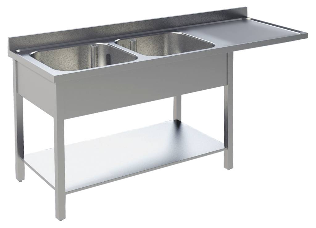 [92012102] KBS Spülcenter B 160cm - 2 Becken links - mit glatter Ablagefläche