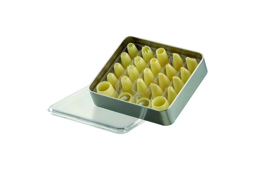 [196580] Tüllenkassetten-Set aus PP, elfenbein, 22 Teile