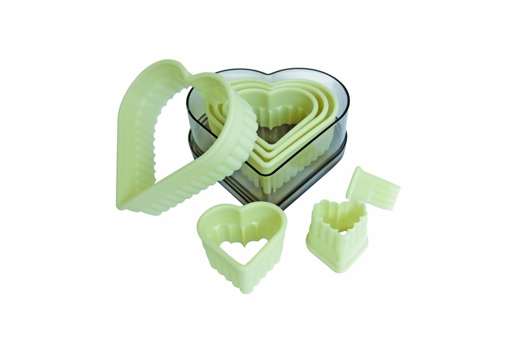 Ausstechersatz Herz, gezackt aus Nylon, 7 Stück