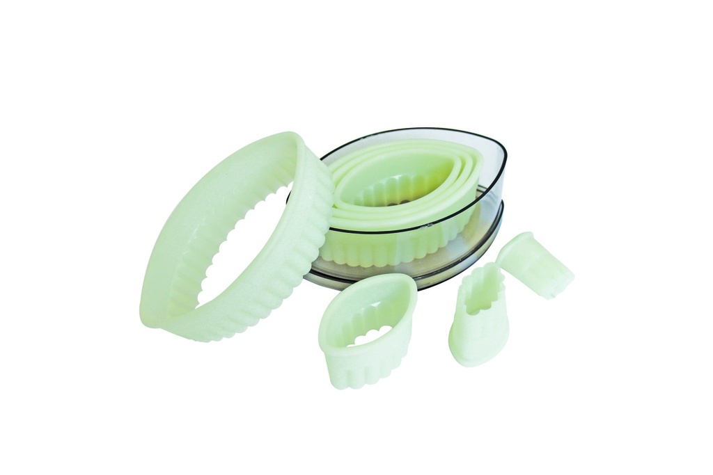 [166109] Ausstechersatz oval, gezackt, 13 cm, Nylon, 7 Stück