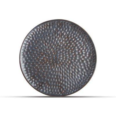 [604801] Teller Gehämmert aus Porzellan, 20 cm, silber