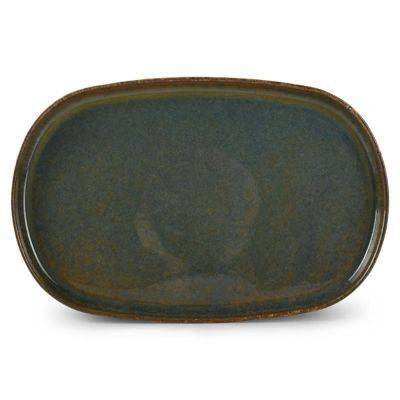 Platte Pila aus Porzellan, 34 × 22 × 2 cm, grün