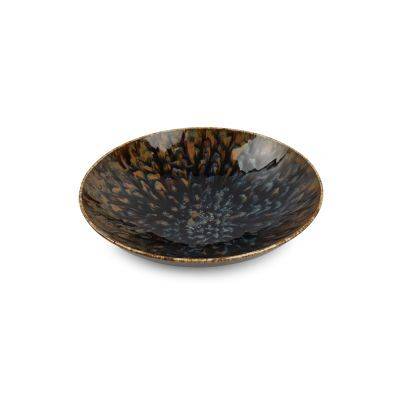 [743024] Tiefer Teller Resto aus Porzellan, Ø 21 cm, H 5 cm, braun & blau