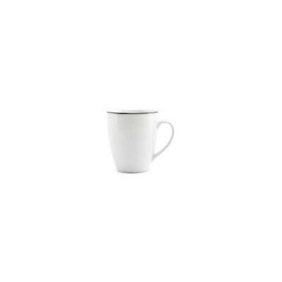 Becher schwarzer Rand Basic White aus Porzellan, 38 cl