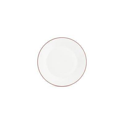 [750932] Teller burgunderfarbener Rand Basic White aus Porzellan, 24 cm