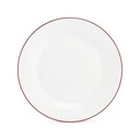 Teller burgunderfarbener Rand Basic White aus Porzellan, 27 cm