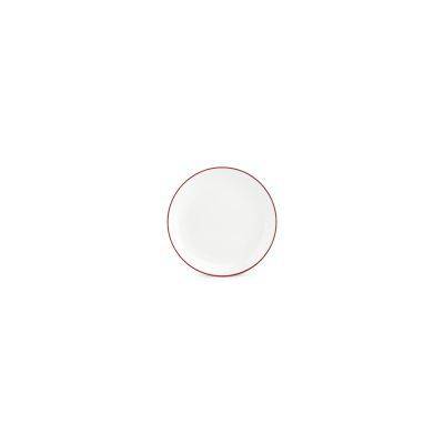 Teller Coupe burgunderfarbener Rand Basic White, 15 cm