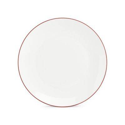 Teller Coupe burgunderfarbener Rand Basic White, 26,5 cm