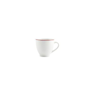 Tasse burgunderfarbener Rand Basic White aus Porzellan