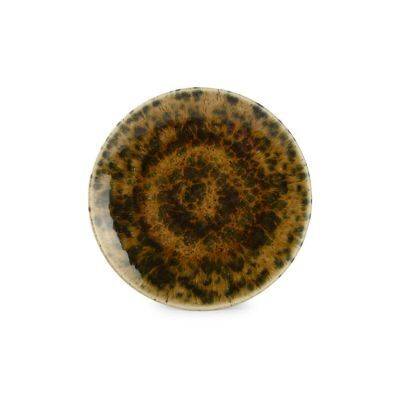 Teller Resto aus Porzellan, 27 cm, grünbraun