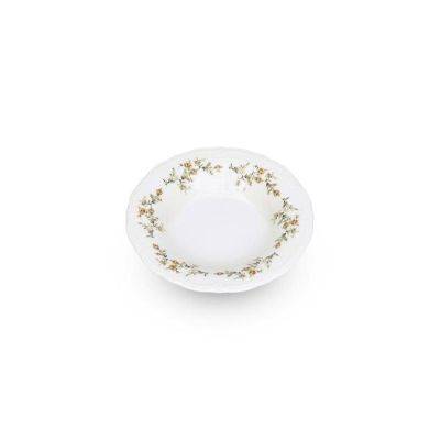 [741064] Tiefer Teller braunes Blumenmuster Retro aus Porzellan