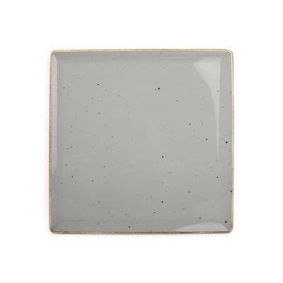 Teller Collect aus Porzellan, 25,5 x 25,5 cm, grau