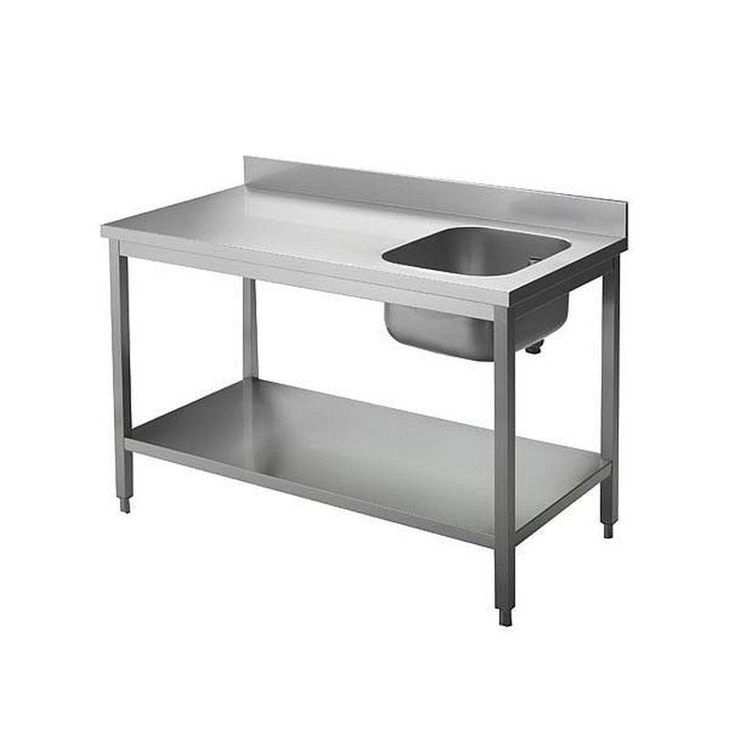 [91810105] KBS Chef-Tisch mit Aufkantung B 160cm - Becken rechts