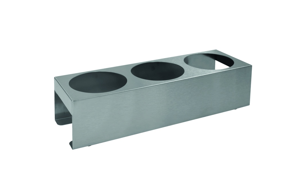 Ständer für runde Dosierspender aus Edelstahl, 400 x 130 x 100 mm