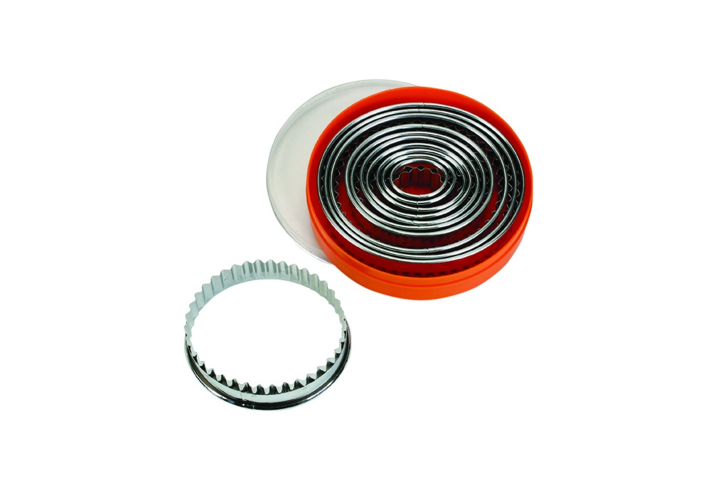 Ausstechersatz oval gezackt aus Edelstahl, 16 cm