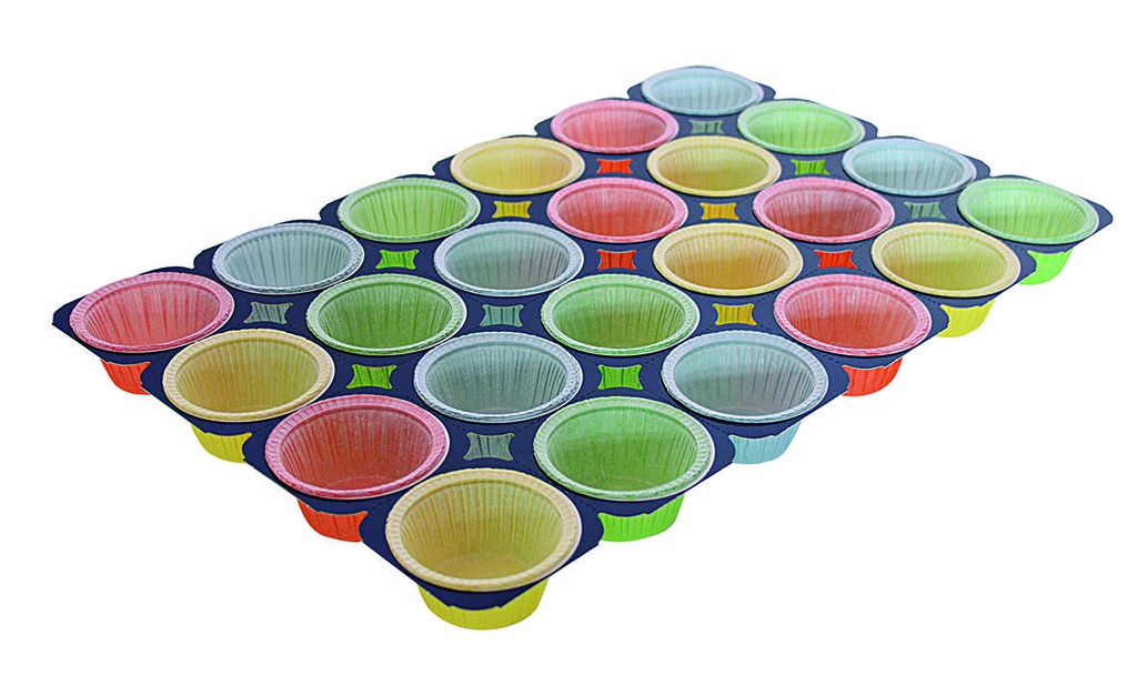 Muffinformen-Verbund aus Pergamentersatz, 338 x 504 mm, bunt