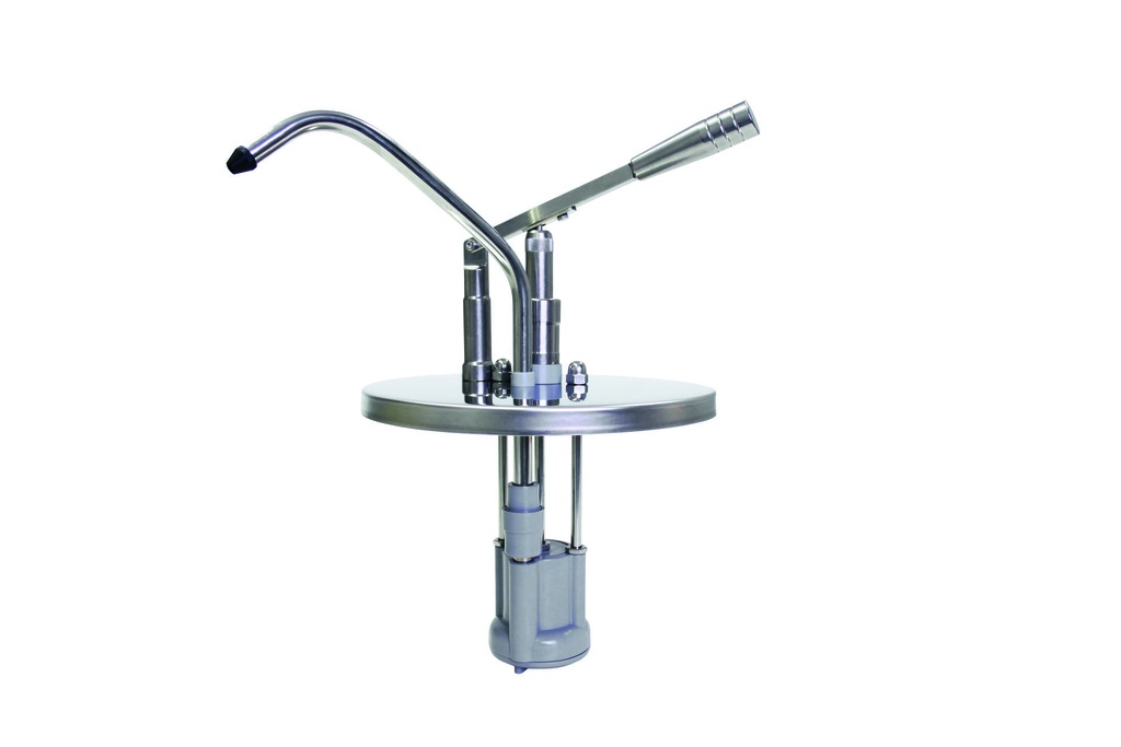 [152492] Hebel Dosierspender aus Edelstahl und Polymethylmethacrylat, 380 mm, Ø 220 mm