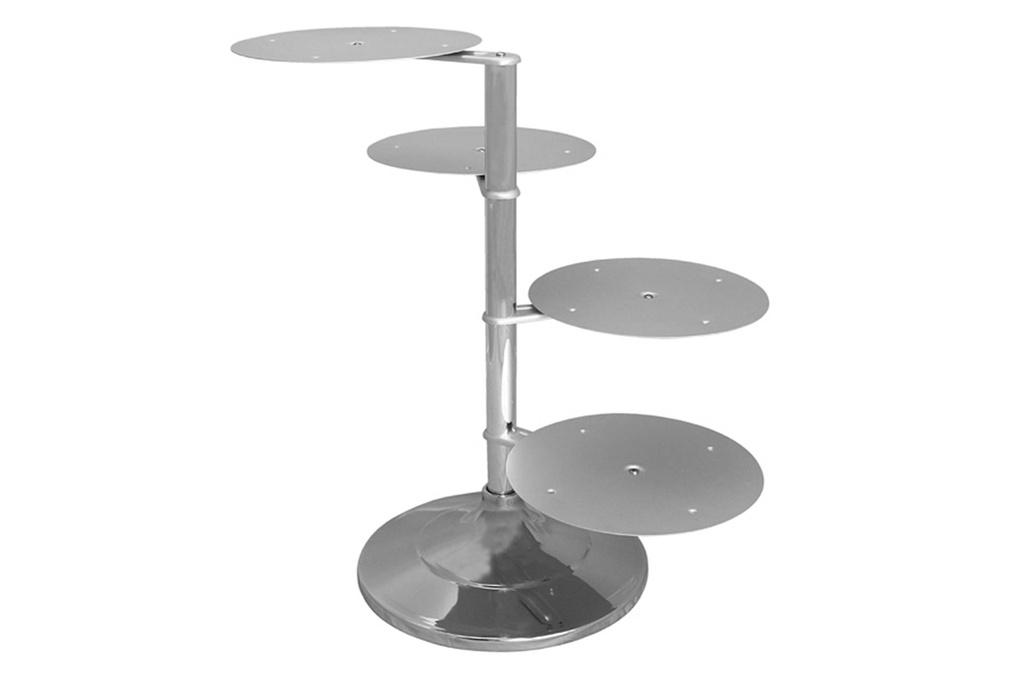 [149004] Etagen-Tortenständer aus Aluminium, 4-teilig, silber