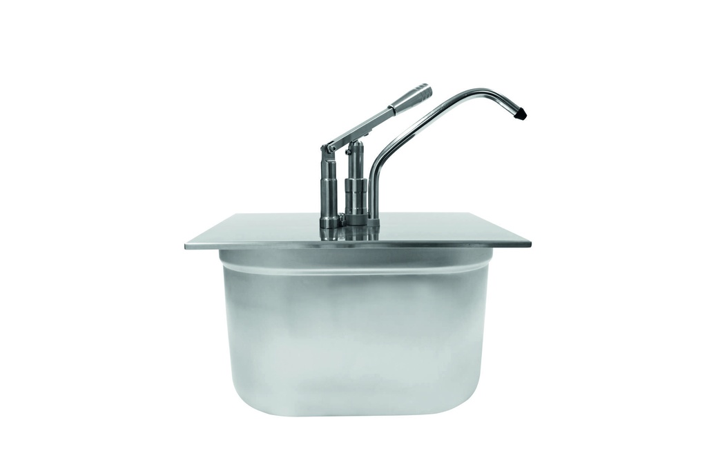 Hebel Dosierspender aus Edelstahl, GN 1/2