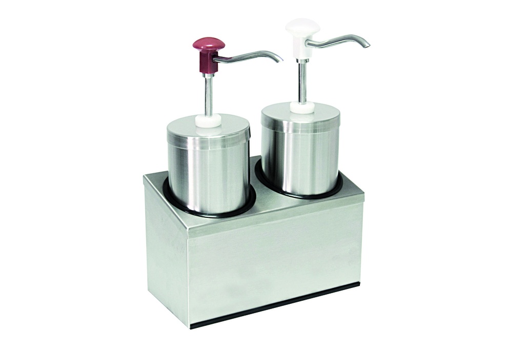 [152421] Druckknopf Dosierspender aus Edelstahl, 2 x 2 Liter