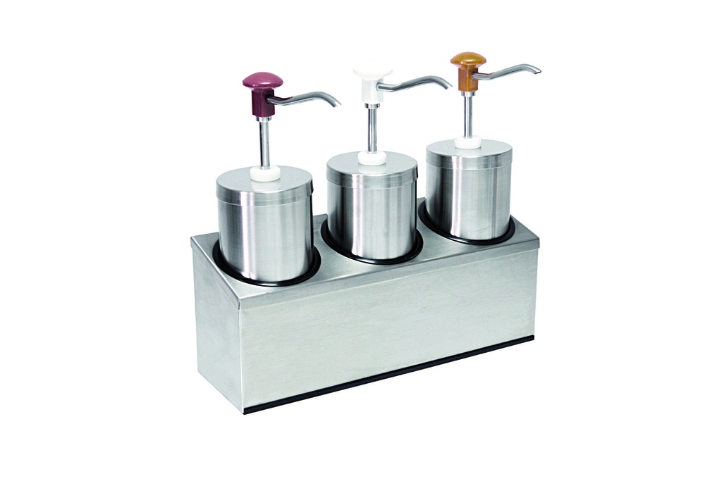 Druckknopf Dosierspender aus Edelstahl, 3 x 2 Liter