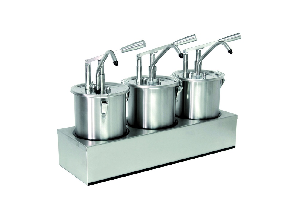 Hebel Dosierspender aus Edelstahl, 3 x 4,5 Liter, 180 mm