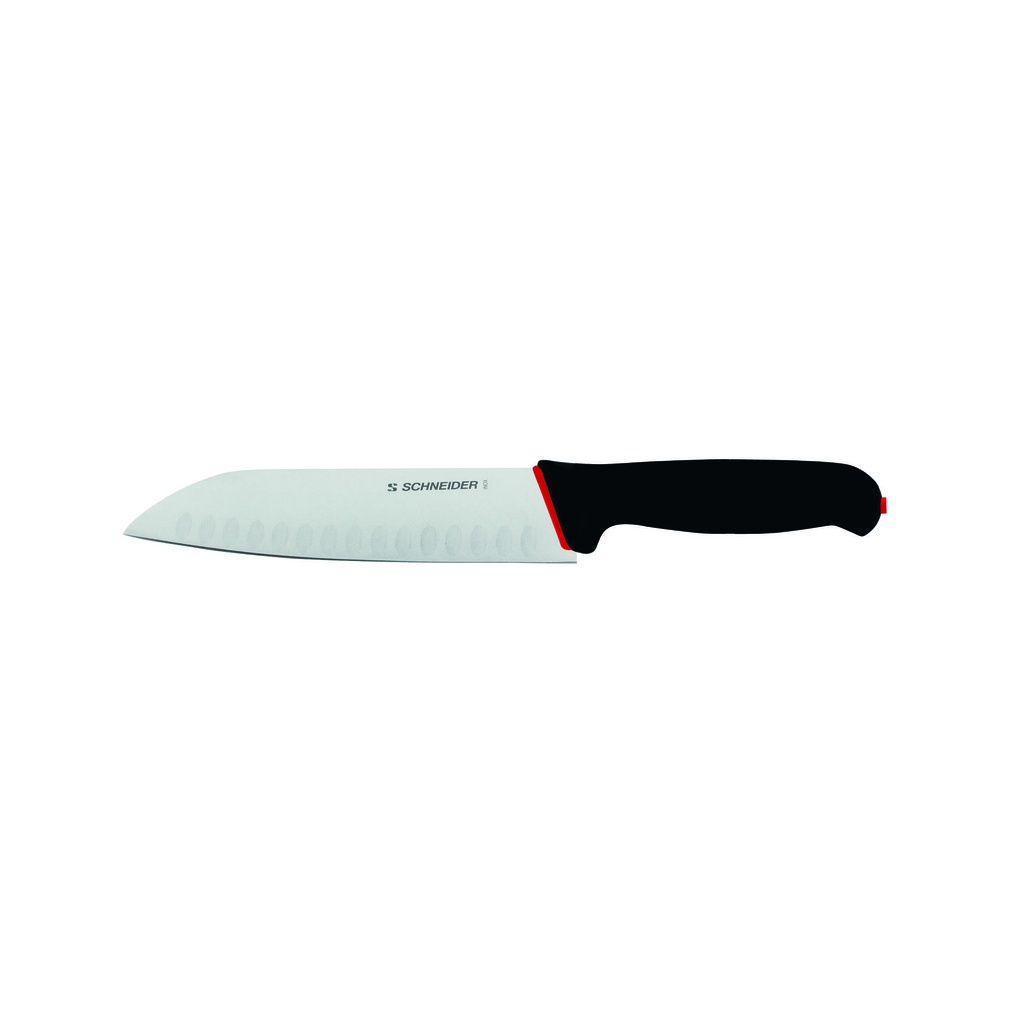 [267031] Santoku-Messer mit Kullenschliff, 180 mm, schwarz-rot