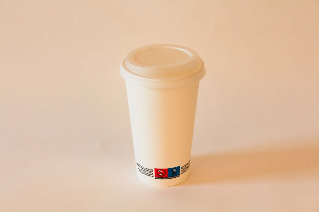 Kaffeebecher Ø90mm/400ml mit Deckel CPLA weiß / weiß / 1000 Stk.
