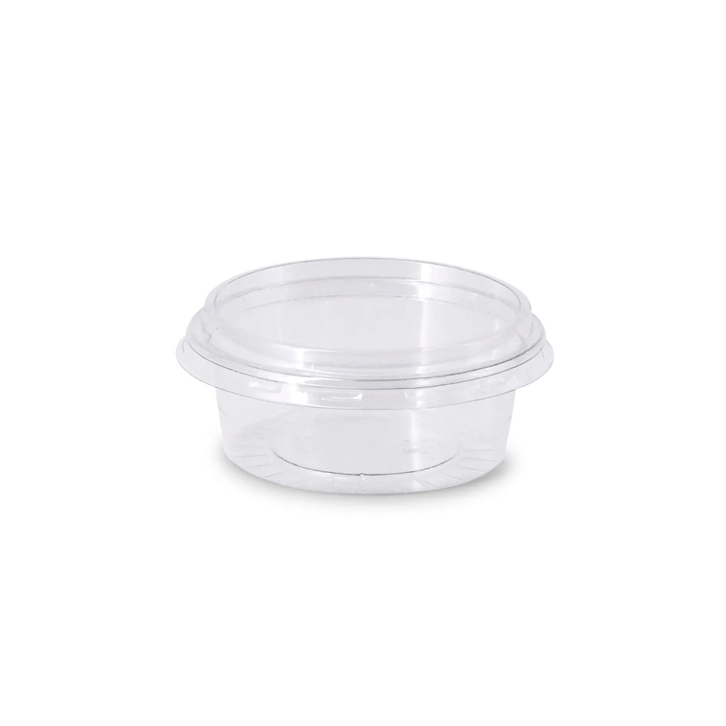 Dressingbecher PLA Ø70 mm/80 ml – 2.000 Stück mit Deckel rPET / Transparent / 1000 Stk.