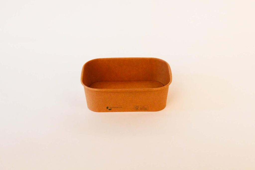 [695190] Rechteckschale 172x120x56mm / 750ml Braun, 300 Stk. Hartpapier / ohne Deckel / 300 Stk.