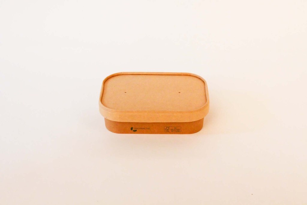 [695180 695220] Rechteckschale 172x120x41mm / 500ml Braun, 300 Stk. Hartpapier / mit Pappdeckel / 300 Stk.