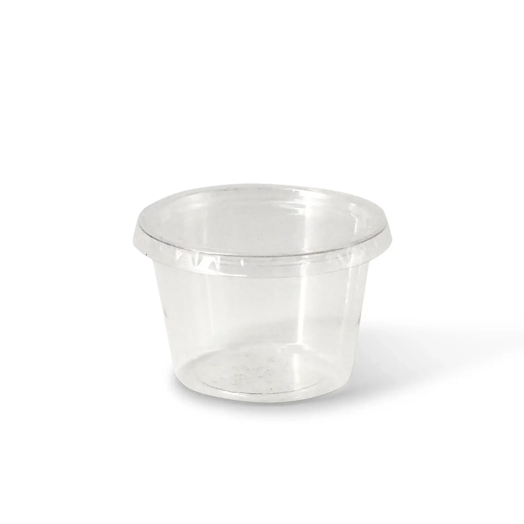 Dressingbecher rPET Ø75mm/100ml – 1000 Stück mit Deckel PLA / Transparent / 2000 Stk.
